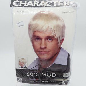 Men's 60's Mod Blonde Wig One Size Fits Most New in Package Halloween Theatrical